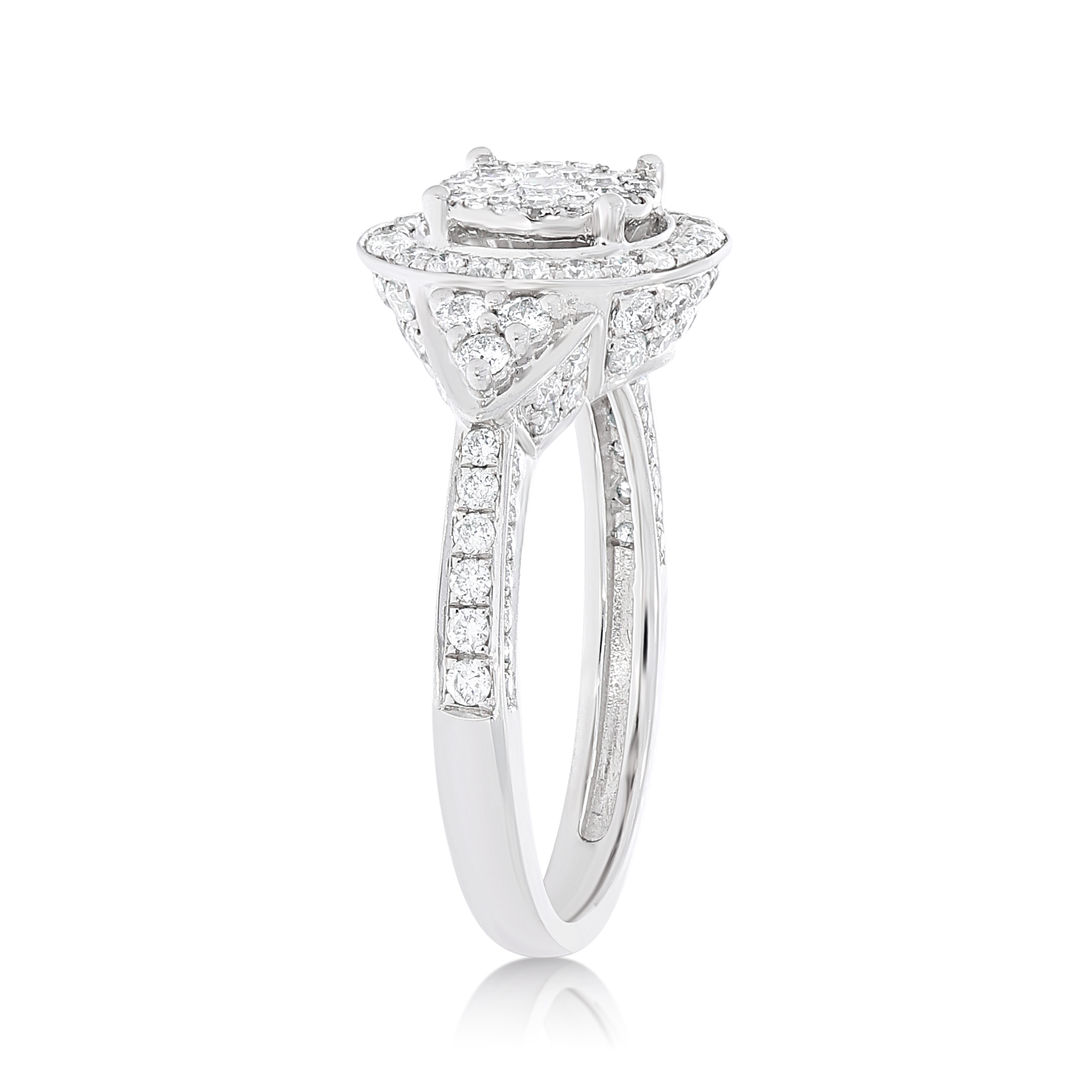 Diamond Engagement Ring 1.20 ct. Halo Setting 14k White Gold